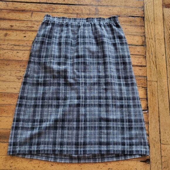 Leslie Fay Separates Vintage Plaid Midi Skirt Gray, Black and‎ White Size 16 - Picture 4 of 8
